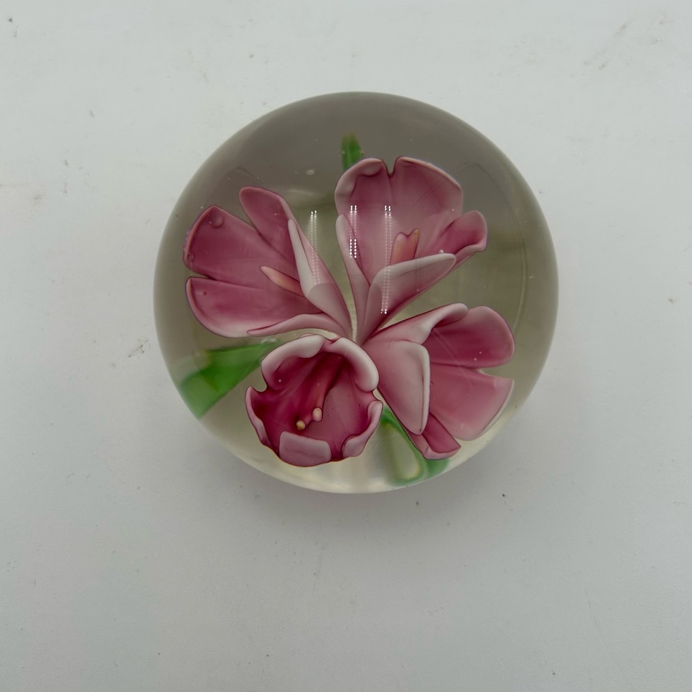 Blown Glass  Floral Glass Paperweight